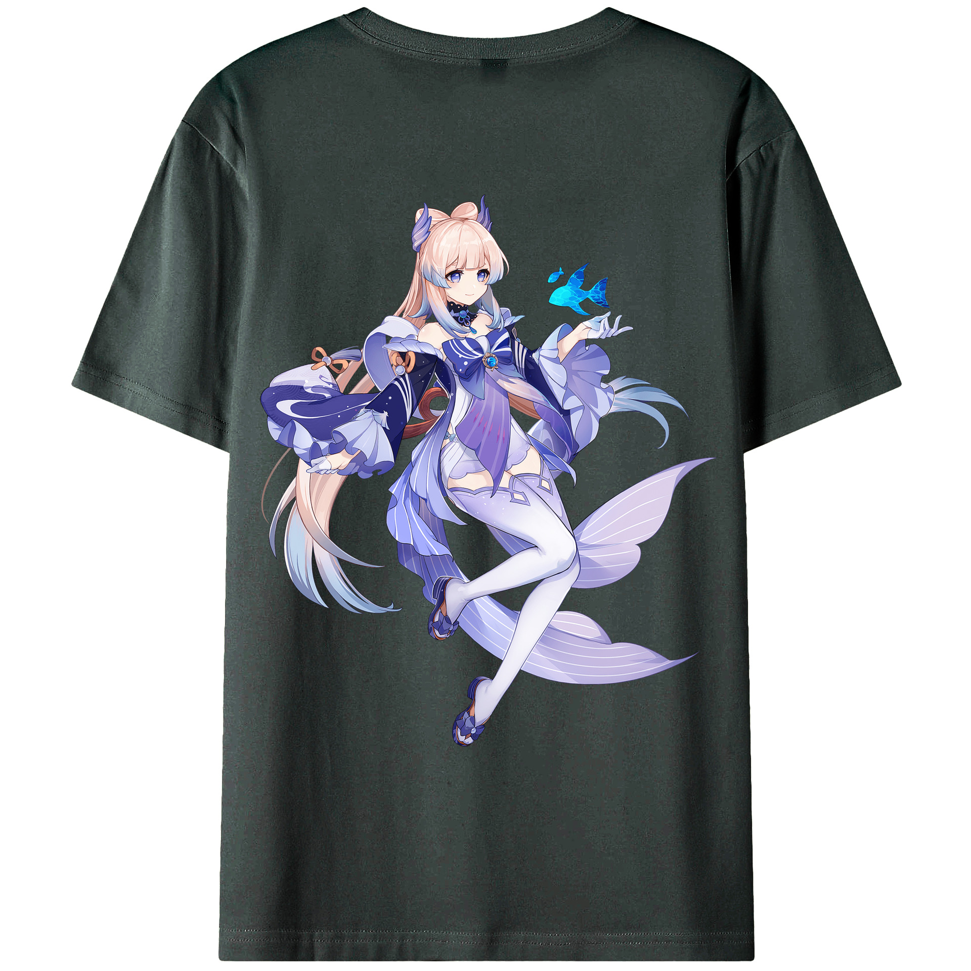 げんし神 珊瑚宮心海 サンゴノミヤ・ココミ genshin Sangonomiya Kokomi 綿100％ メンズ半袖Tシャツ（バックプリント） 通気性